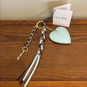La Via Firenze | Aqua Blue Leather Heart Bag Charm